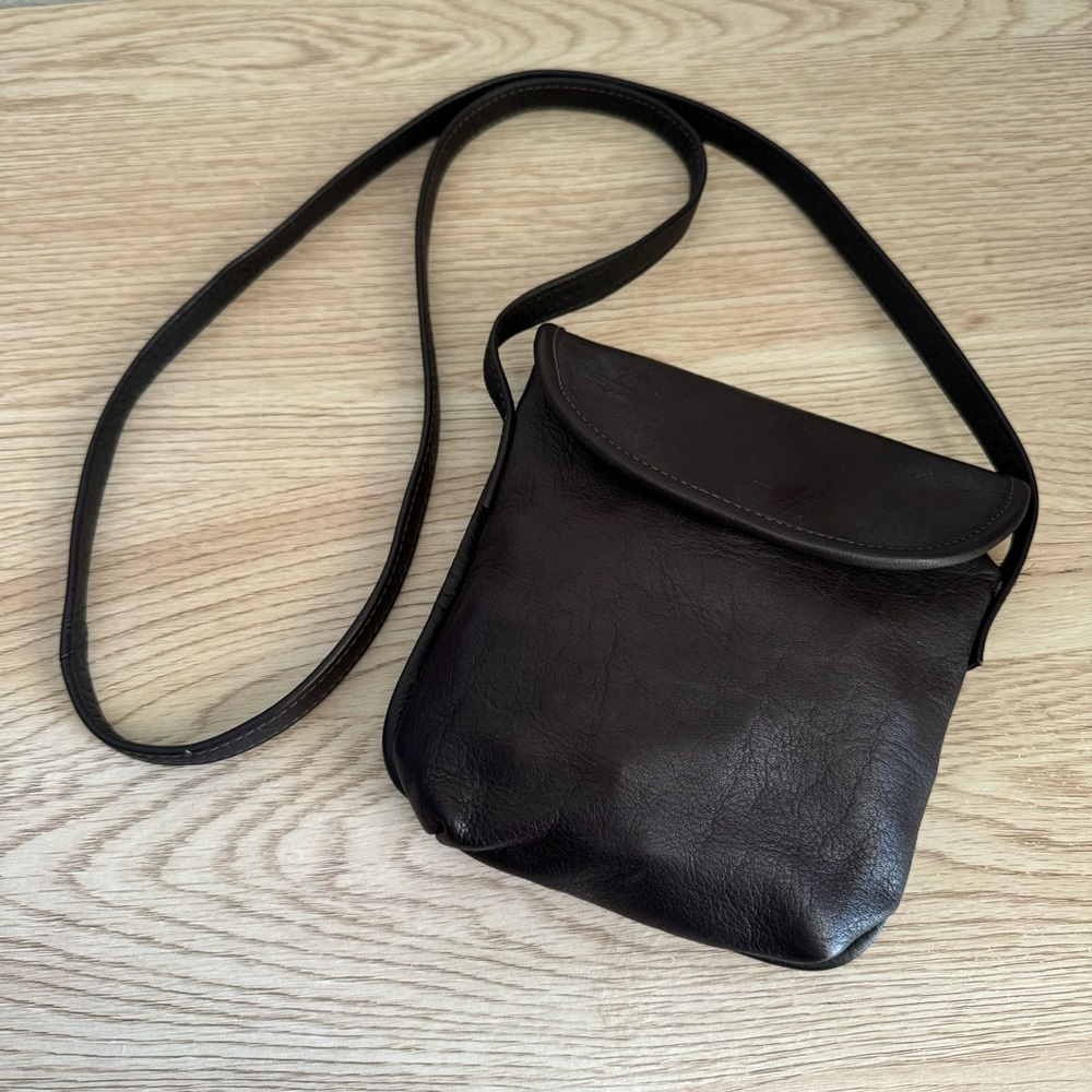 Vintage Dark Brown Genuine Leather Flap Mini‎ Bag Classic Crossbody Style Purse